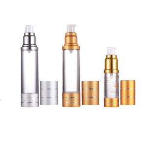 Different capacity gold silver airless bottle for cosmetic packaging