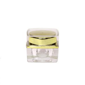 Acrylic square gold white facial cream jar for lady skincare